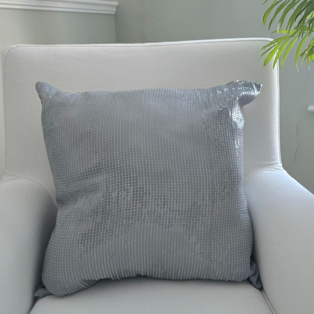MILA By Hillcrest Decorative Clear Sequin Square Pillow 20"x20" NWT